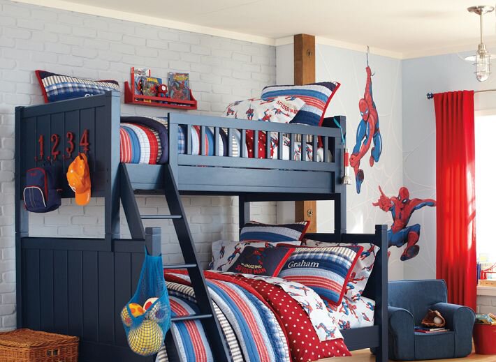 Bedroom decorating ideas for twins with spiderman