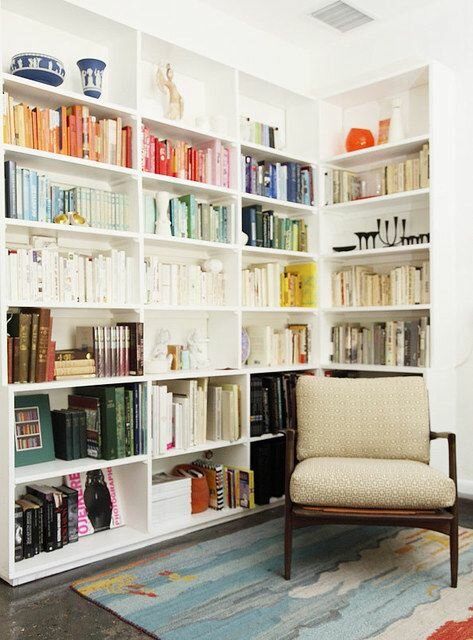 white space-saving bookcase design