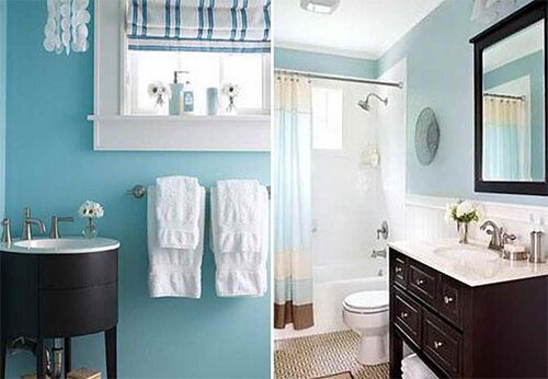 bright blue bathroom