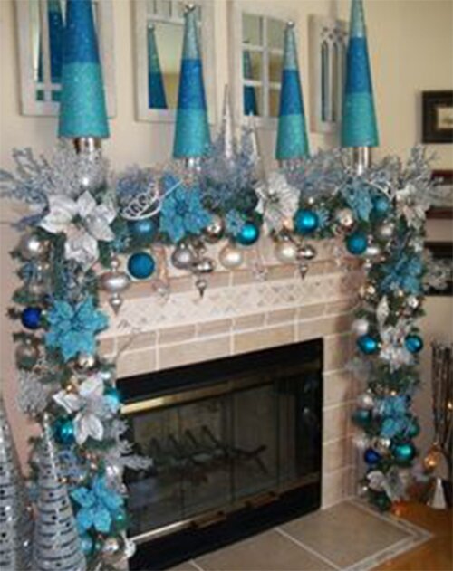 christmas decorating with blue color