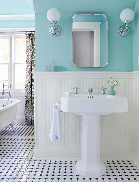 modern bathroom design with blue color