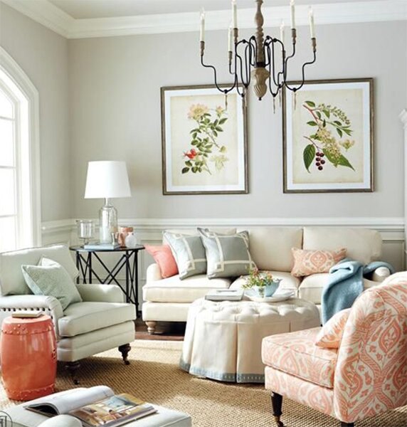 pastel colored living room design