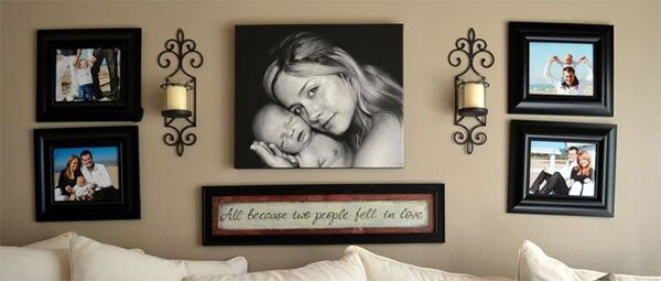 family photos on your living room wall