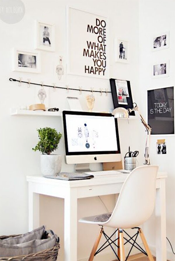 small white home office design