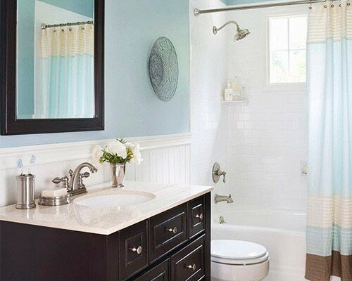 soft colored small bathroom design