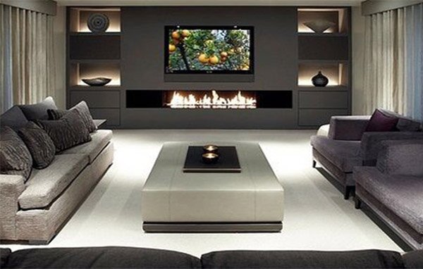 very luxury living room with fireplace decor