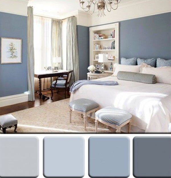 Monochromatic bedroom color combine design