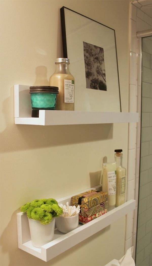 creative white bathroom shelves