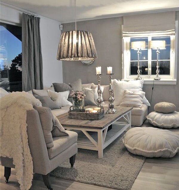 living room decoration with gray tones