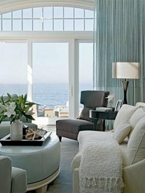 modern living room with ocean view