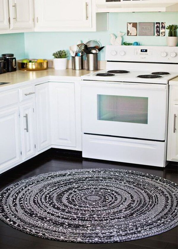 white round rug for kitchen design