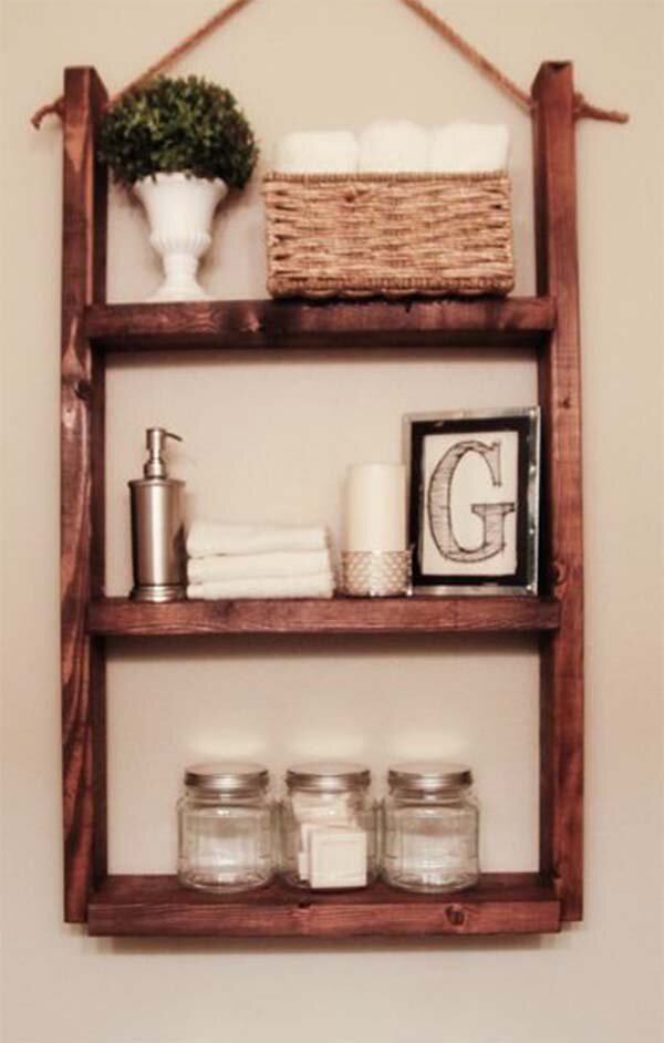 wooden stylish bathroom shelves idea