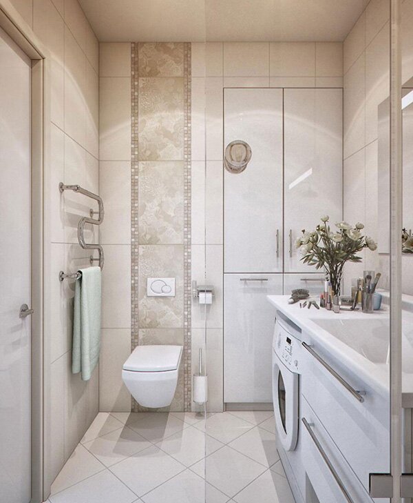 soft white colored small bathroom