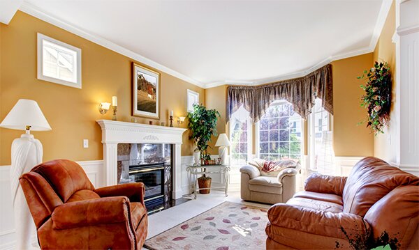 cosy living room with leather furniture