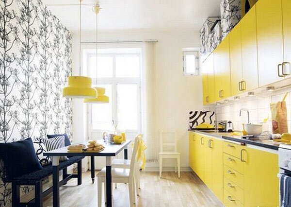 cute yellow kitchen design
