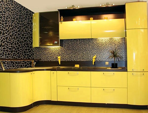 modern stylish yellow kitchen cabinet