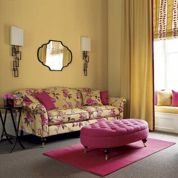 pink and yellow colored cute living room