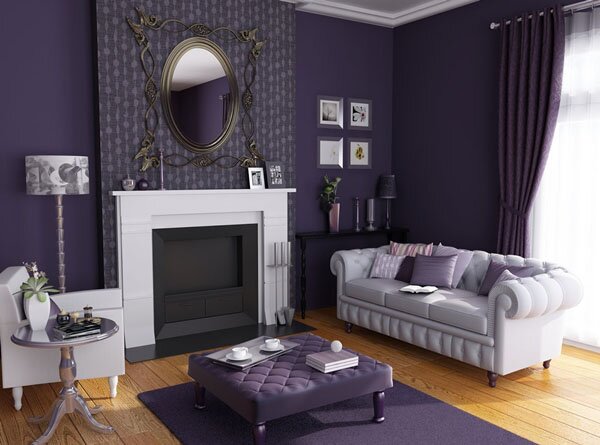 purple living room design