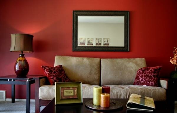 red living room stylish design