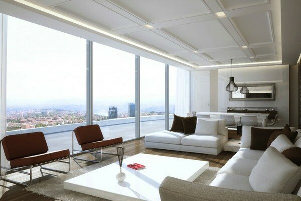 stylish living room design with view