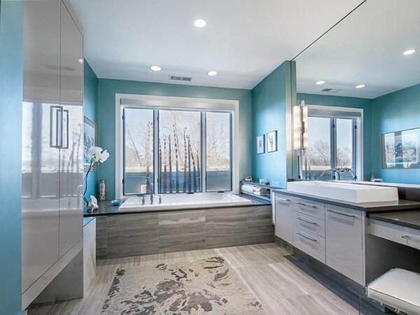 white blue modern bathroom design