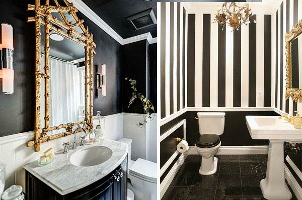 Black & White & Gold Color Combinations for Bathrooms