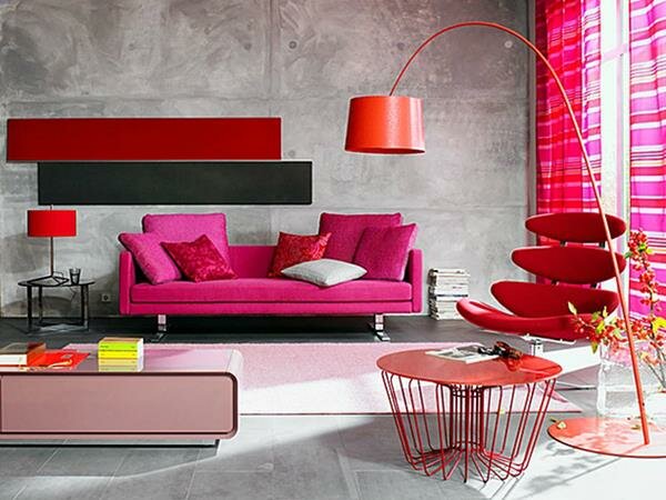 Red Living room design 11