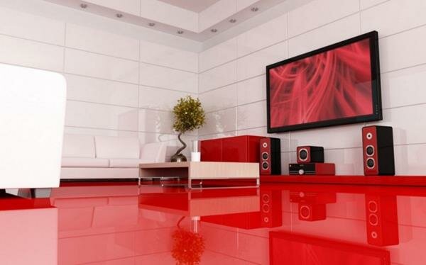 Red Living room design 13