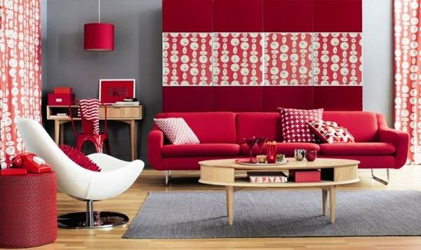 Red Living room design 14