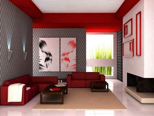 Red Living room design 15