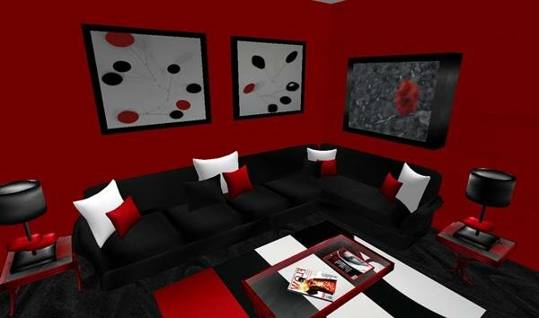 Red Living room design 17
