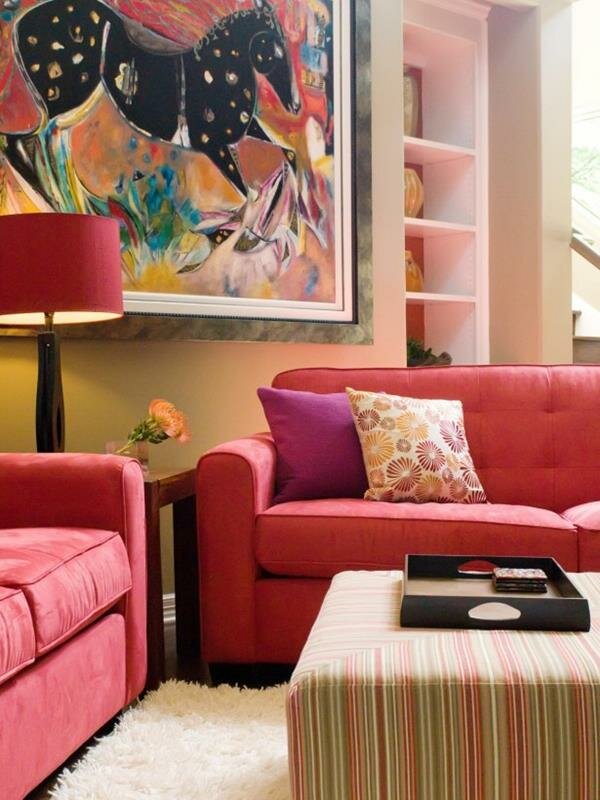 Red Living room design 18