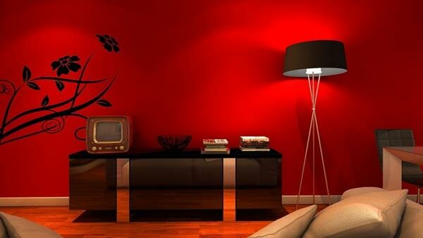 Red Living room design 19