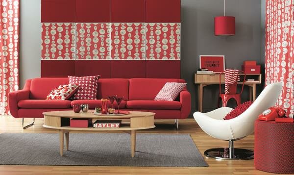 Red Living room design 21