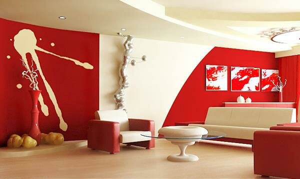 Red Living room design 4