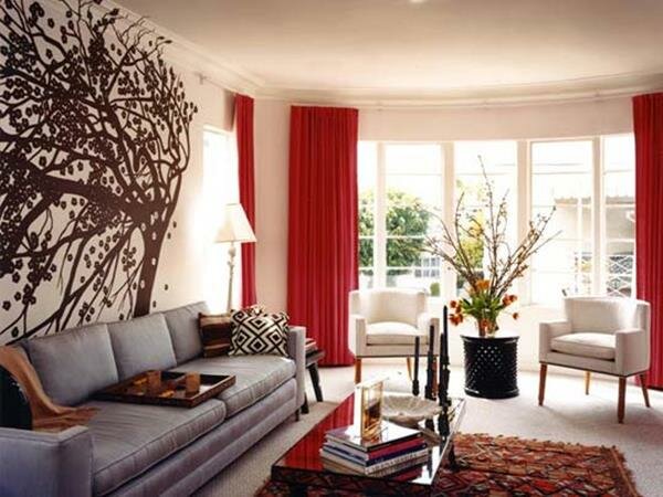 Red Living room design 5