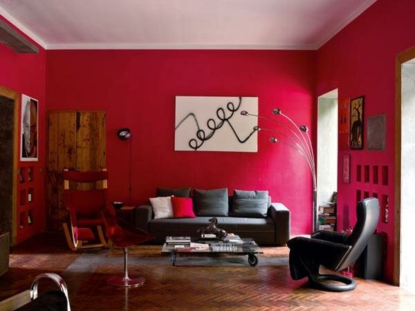 Red Living room design 6