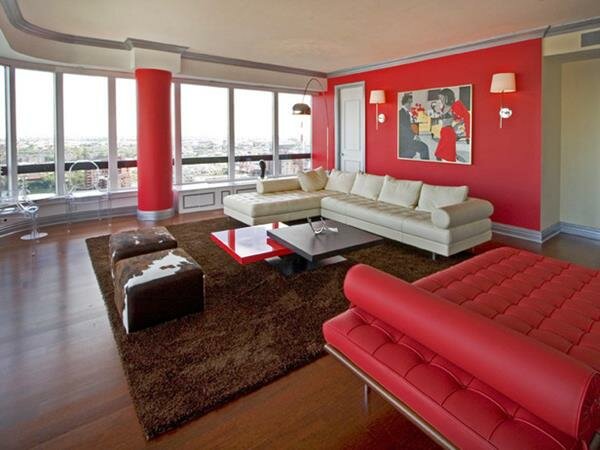 Red Living room design 8