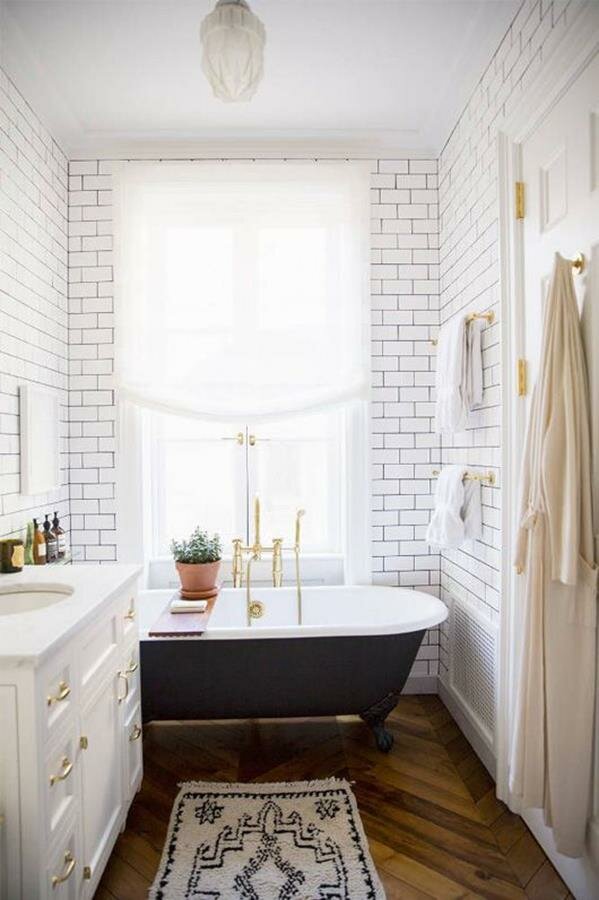 white stylish vintage bathroom