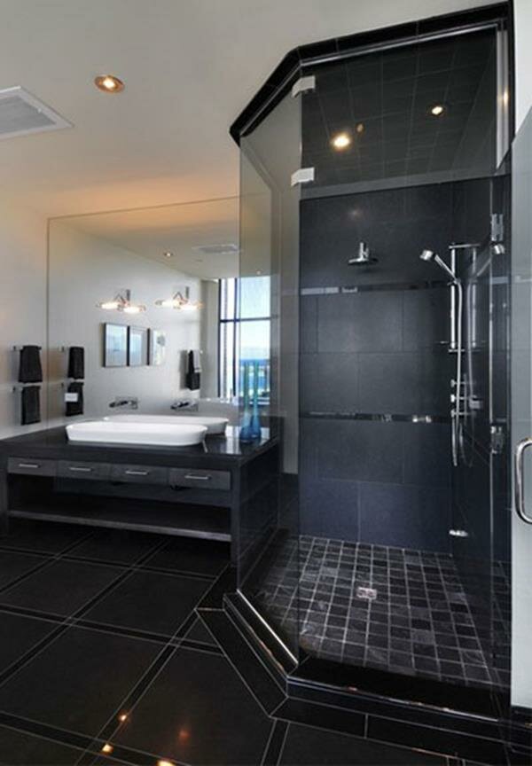 stylish black bathroom design idea